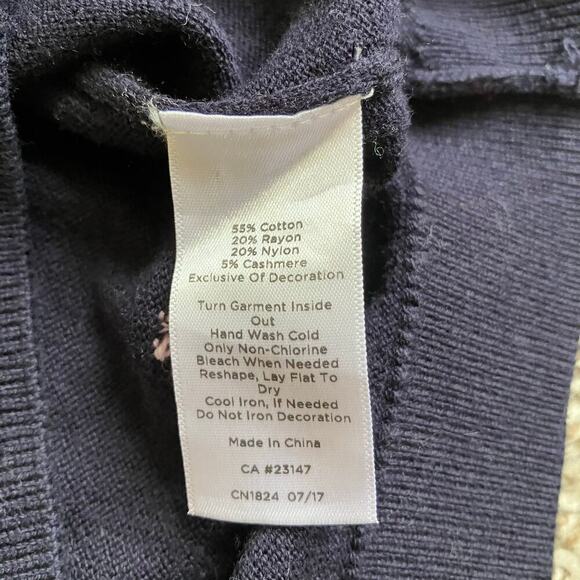 Talbots Sz M Party Hat Scoop Neck Sweater Navy with Multicolor Birthday Holiday - Picture 9 of 16